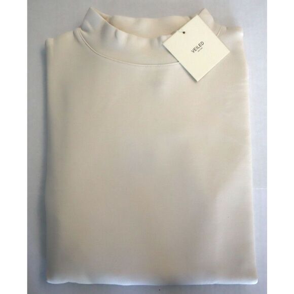 VEILED New York Women's Sz S Ivory Mock Neck Lounge Sweatshirt - Picture 4 of 13